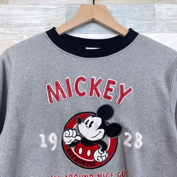 Disney Store Exclusive Mickey Mouse Fleece Sweatshirt Gray VTG 90s Mens Small - Picture 2 of 6